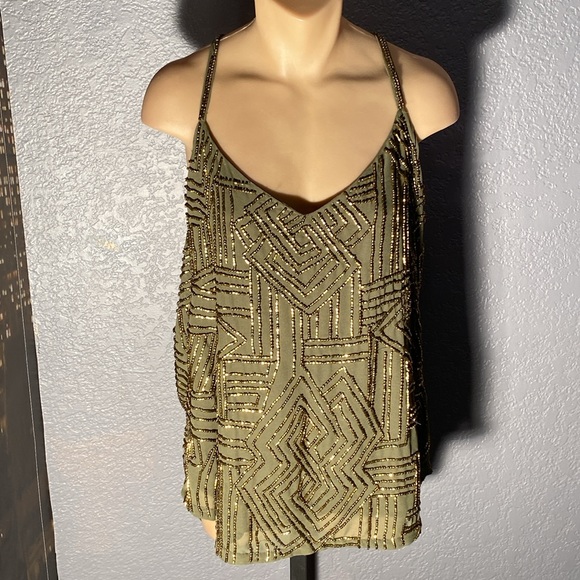 POLO RALPH LAUREN - NWT - tank: 🫒 w gold beads on both sides, lined - XL - Picture 2 of 16